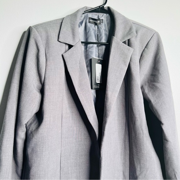 NWT PrettyLittleThing Charcoal Gray Oversized Blazer Jacket Size 0 - Picture 6 of 11